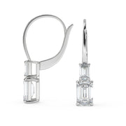 Yazmin Emerald Cut 6 Prong Stacked Earrings Leverback - Nivetta